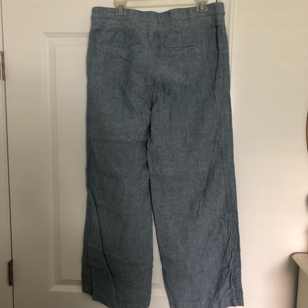 Athleta Blue Linen Cabo Wide Leg Pants - Picture 3 of 7